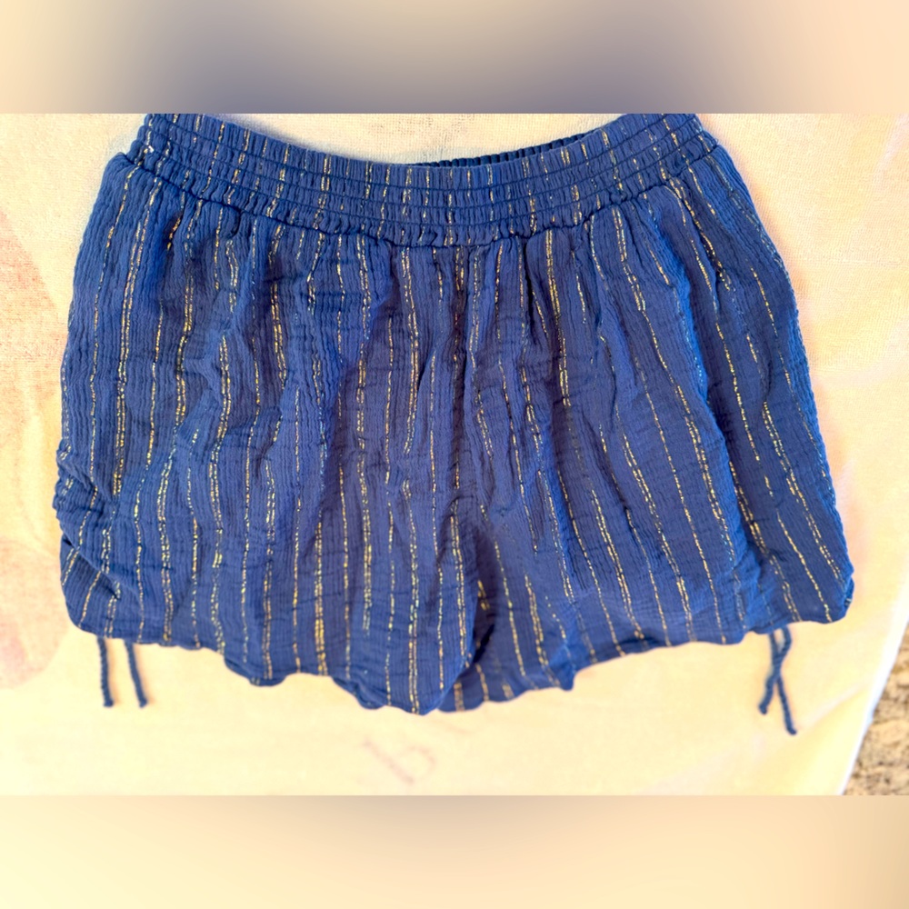 Aerie Blue and Silver Athletic Shorts with Elastic Waistband